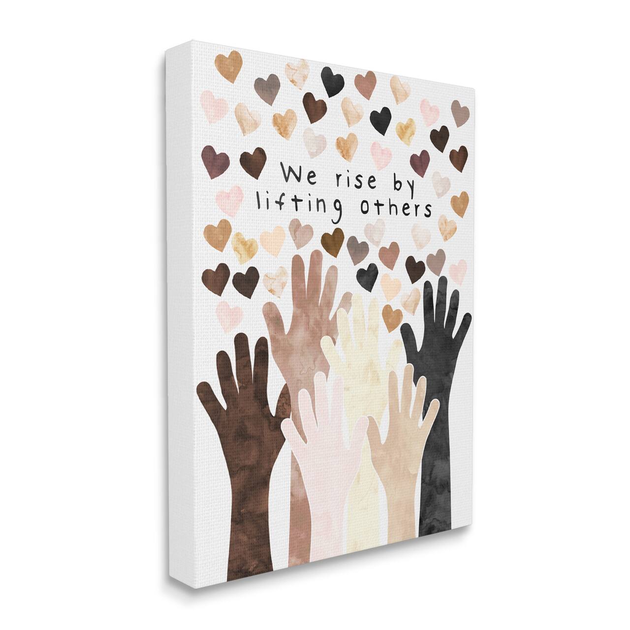 Stupell Industries We Rise by Lifting Others Quote Hands Hearts Canvas Wall Art